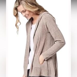 Barefoot Dreams Cozy Ribbed Knit Cardigan - Brown Warm Taupe